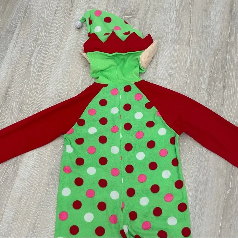 Justice Santa’s Favorite Elf Hooded Onesie Footies Included Size 10